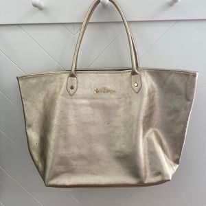 Lilly Pulitzer Gold Leather Tote
